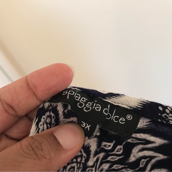 Navy Blue and White 3X cotton beach dress - Picture 4 of 4